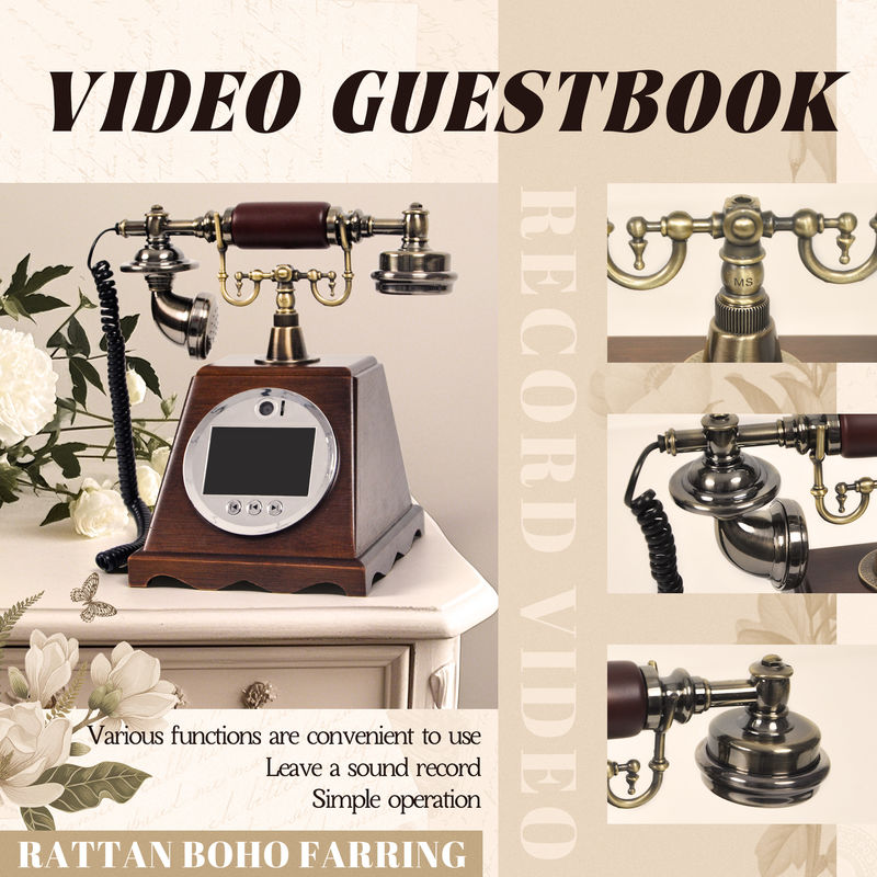 Disesuaikan Retro Pernikahan Audio Video Guestbook ABS Plastik Pesta Perjamuan Tamu Berkat Sign-In Buku Pesan Suara Disesuaikan